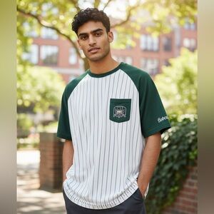 Ohio University Green and White Pinstriped Men's Shirt